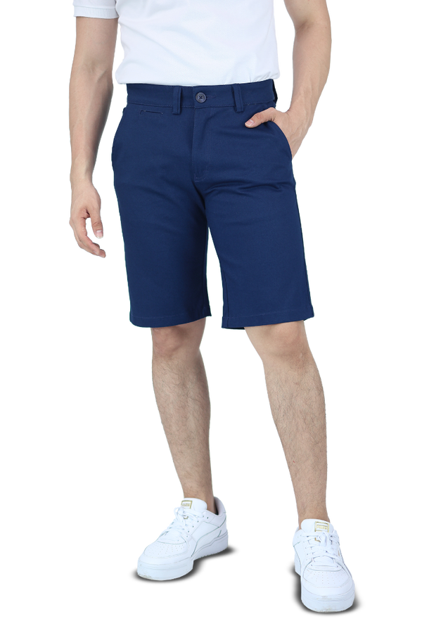Bermuda Stretch Color Azul Plúmbago Slim Fit De Algodón Para Hombre
