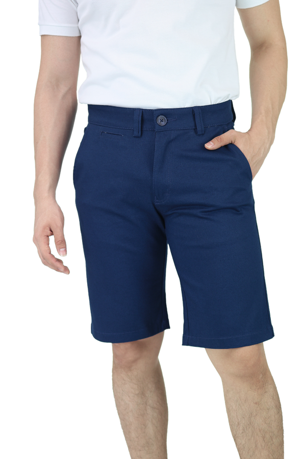 Bermuda Stretch Color Azul Plúmbago Slim Fit De Algodón Para Hombre