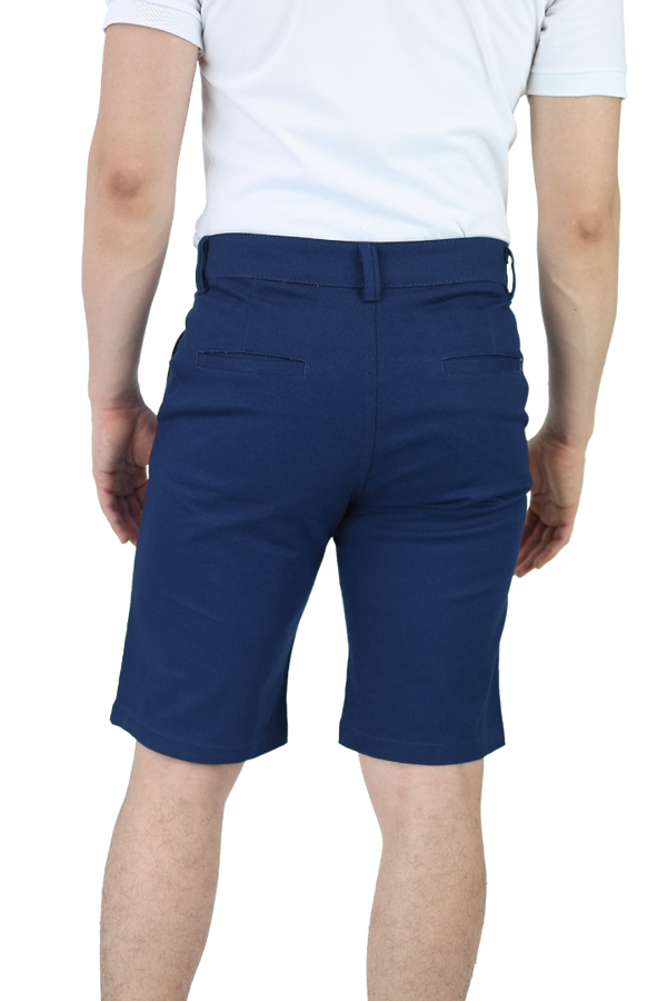 Bermuda Stretch Color Azul Plúmbago Slim Fit De Algodón Para Hombre