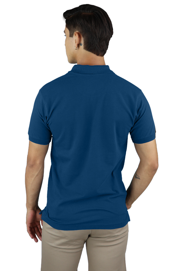 Playera Slim Fit Manga Corta Azul Púmbago Bordado R Muscle Fit Caballero