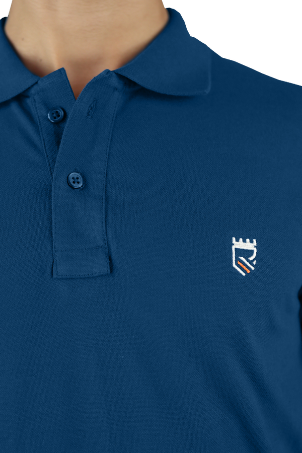 Playera Slim Fit Manga Corta Azul Púmbago Bordado R Muscle Fit Caballero