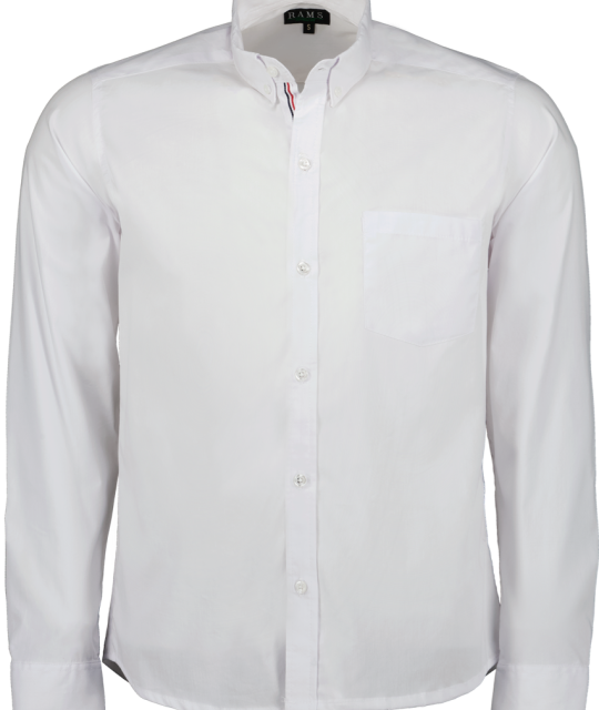 Camisa Manga larga Color Blanco Detalle Cintilla En Cuello Para Hombre