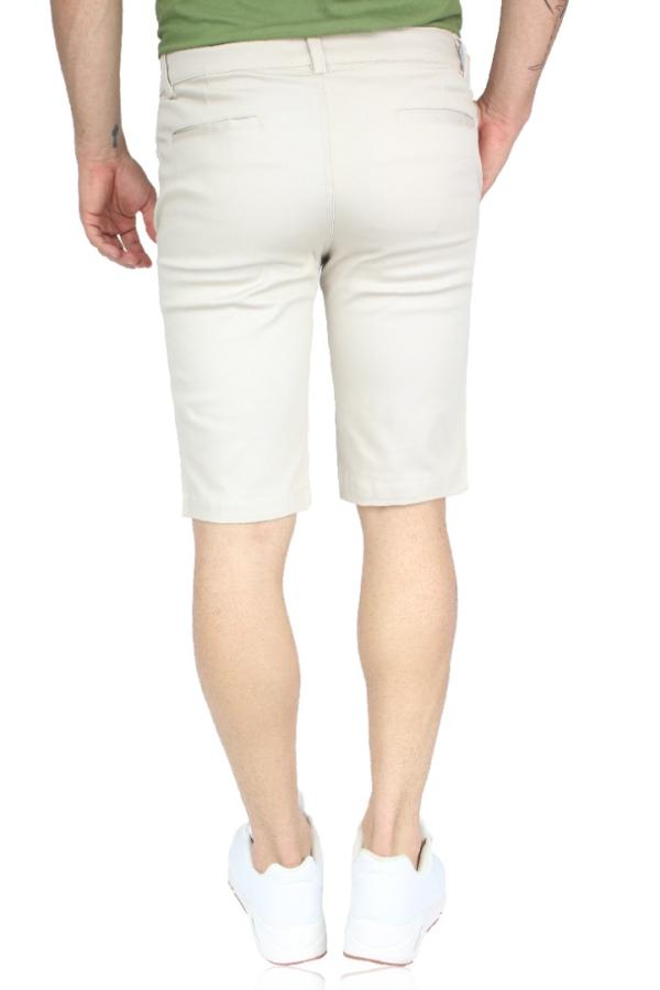 Bermuda Color Arena Gabardina De Algodón Slim Fit Para Hombre