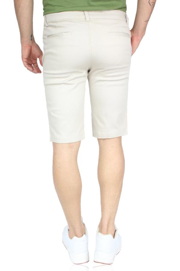 Bermuda Color Arena Gabardina De Algodón Slim Fit Para Hombre