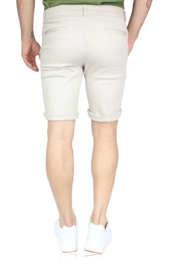 Bermuda Color Arena Gabardina De Algodón Slim Fit Para Hombre
